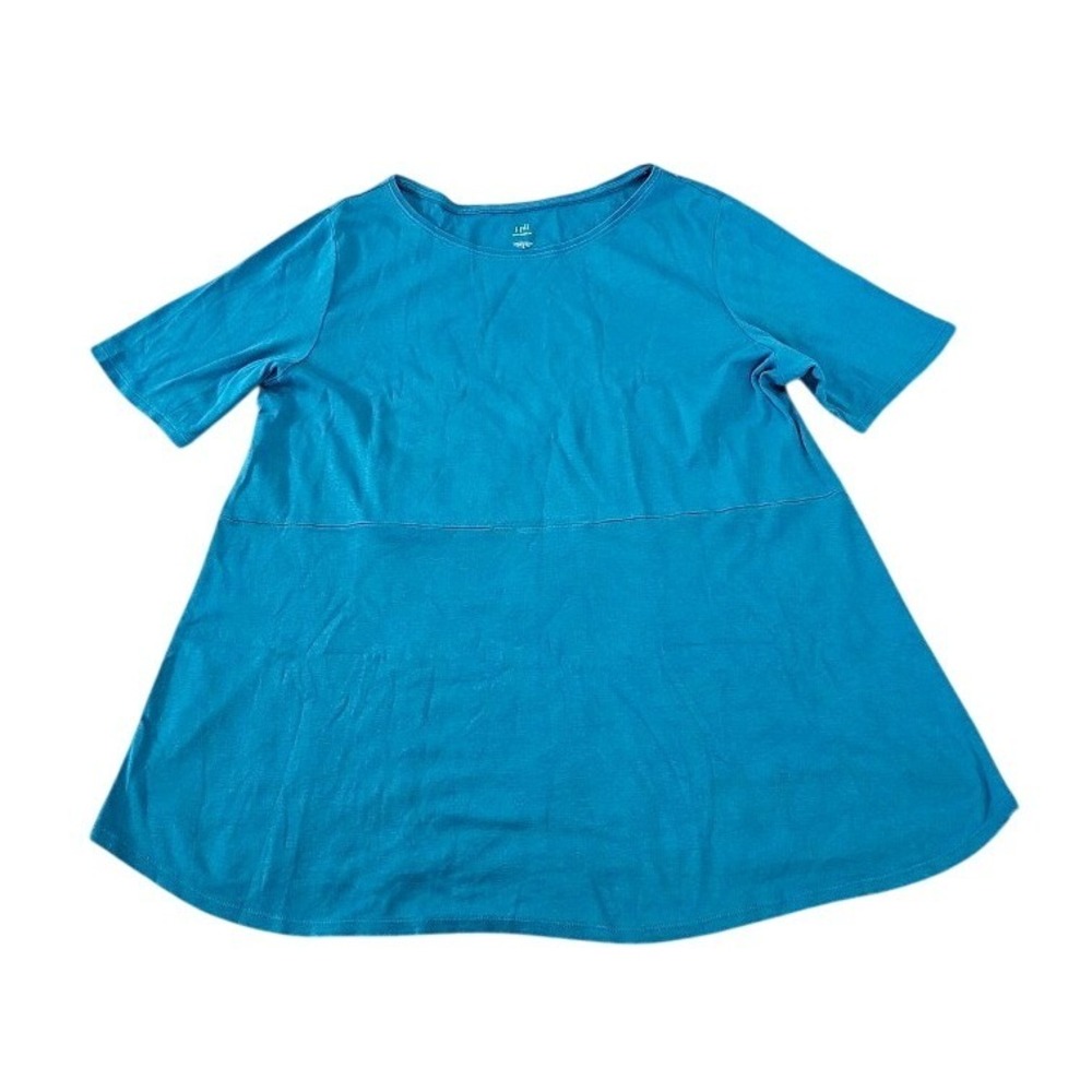J. Jill Pima Shirttail Tee Womens XL Teal Blue Short Sleeve A-Line Cotton Top